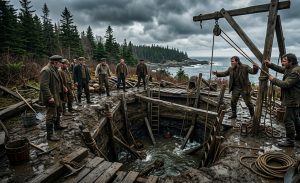 The beginning of the Oak Island Money Pit mystery