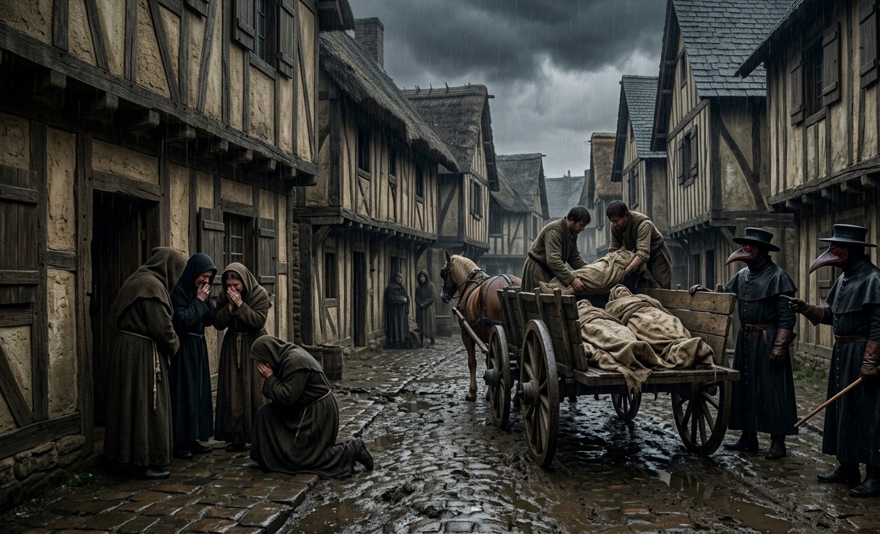 The Black Death spreading through medieval Europe