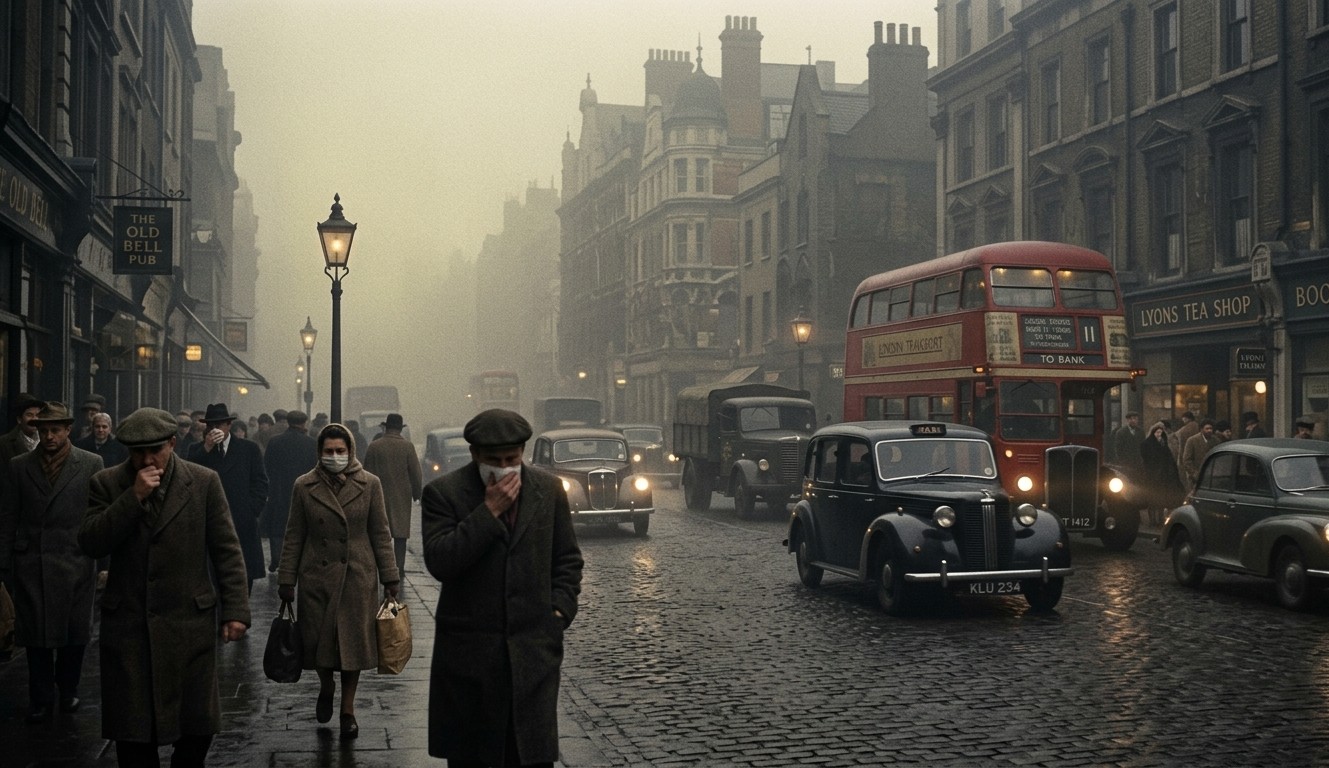 London Streets covered by the Great Smog of 1952