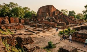 Ancient Nalanda University ruins in Bihar, India