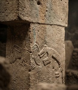 Ancient animal carvings on a stone pillar at Göbekli Tepe