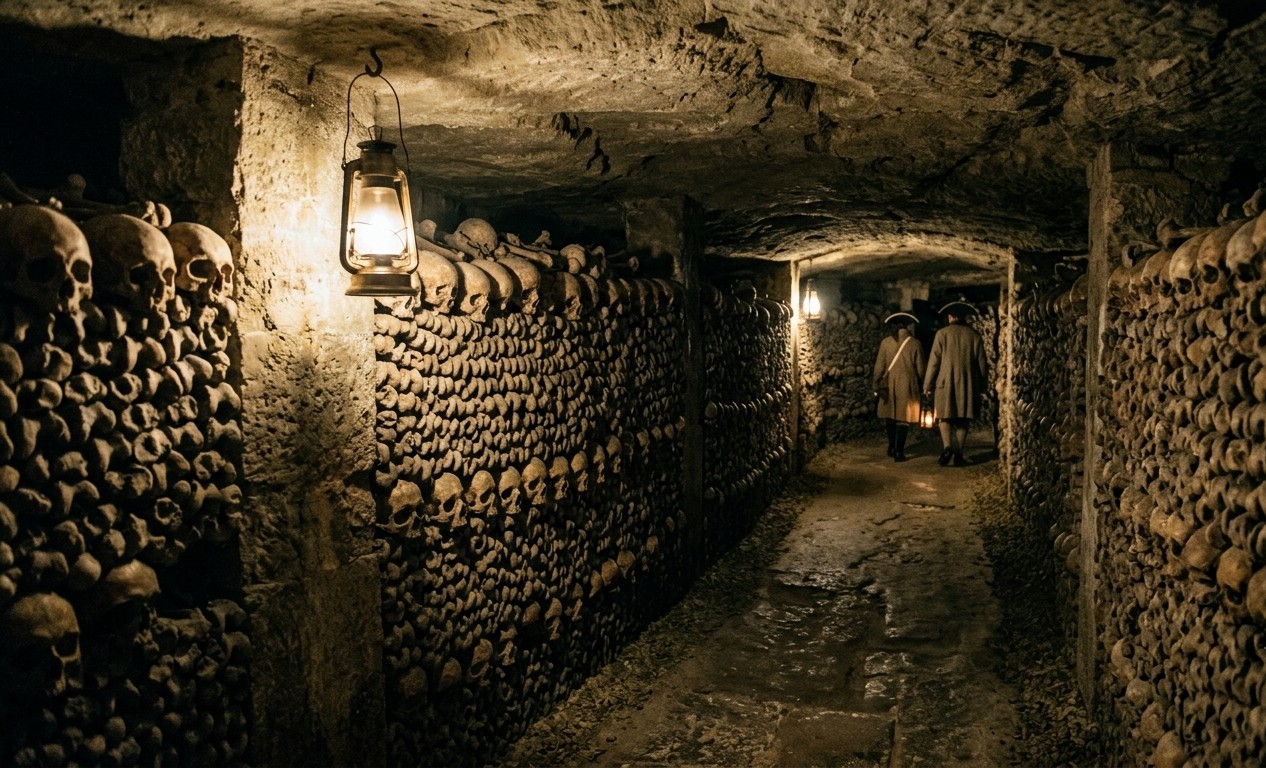 Underground Catcombs of Paris beneath the city