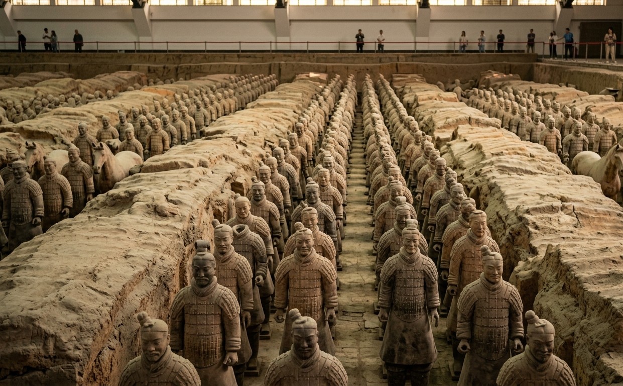 Terracotta Army soldiers inside Qin Shi Huang`s tomb complex