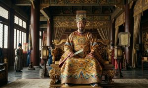 Chinese emperor wearing a traditional dragon robe