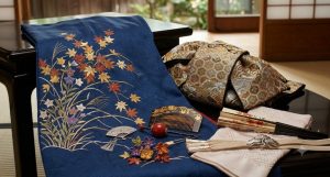Traditional Japanese kimono and kanzashi