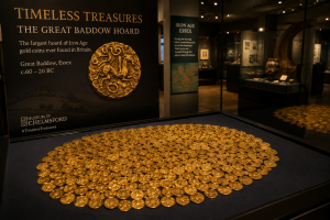 Great Baddow Hoard gold coins on display at the Museum of Chelmsford