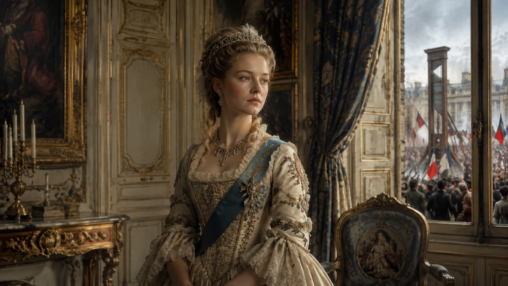 Marie-Therese of France in an 18th -century royal palace during the France Revolution
