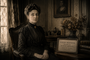 A historical-style representation of Louise Monnier, whose role became central to the shocking Blanche Monnier case in Poitiers, France.