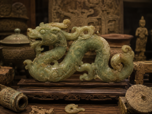 Ancient Chinese dragon jade carving