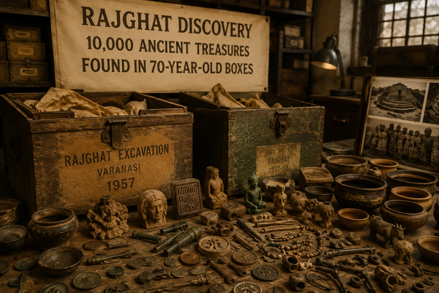 Ancient artefacts discovered inside 70-year-old boxes during the Rajghat discovery in Varanasi, India